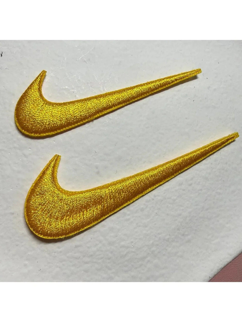 2 Pc of Nike Embroidered Swoosh Iron On Patches Yellow 2.5 And 3 inches
